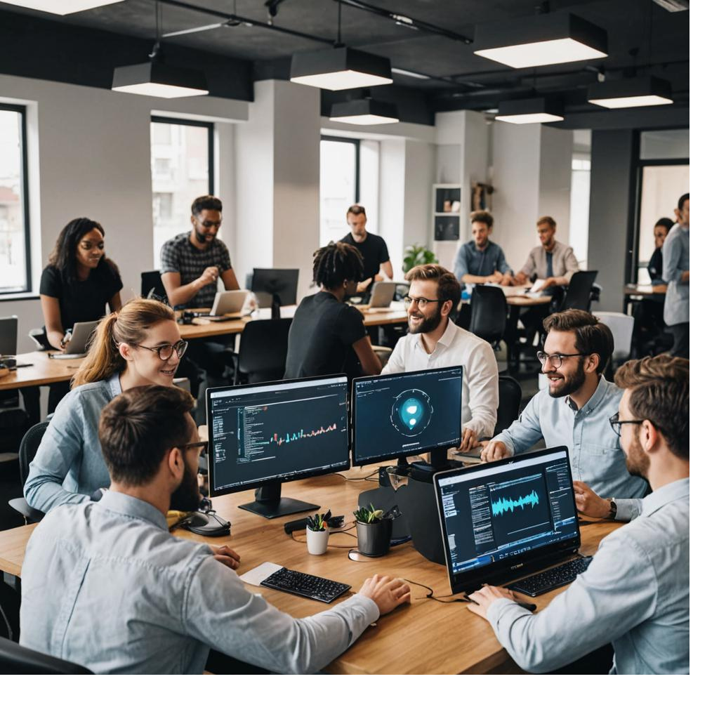 A software development team working on an AI-